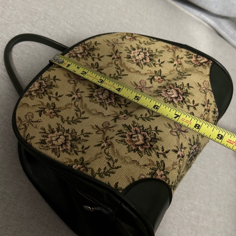 Vintage Avon “Tote Along” Bag-Dark Green PVC & Cloth Floral Tapestry-Zipper-EUC - Picture 13 of 16
